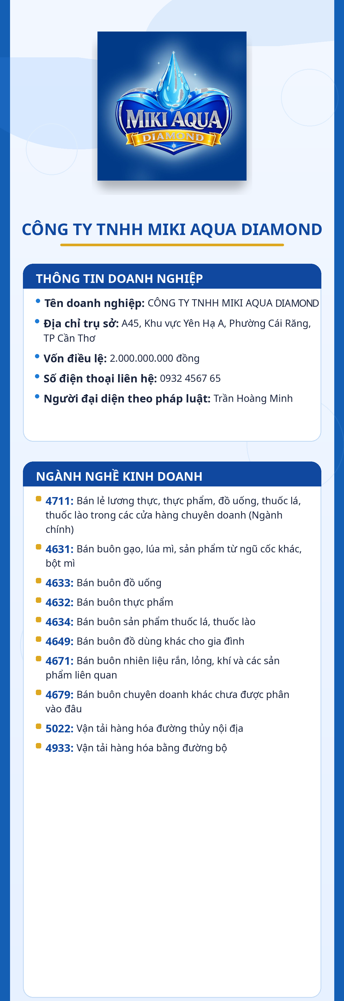 Giới thiệu Công ty MIKI AQUA DIAMOND